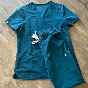 FIGS CARRIBEAN BLUE SCRUB SET XS